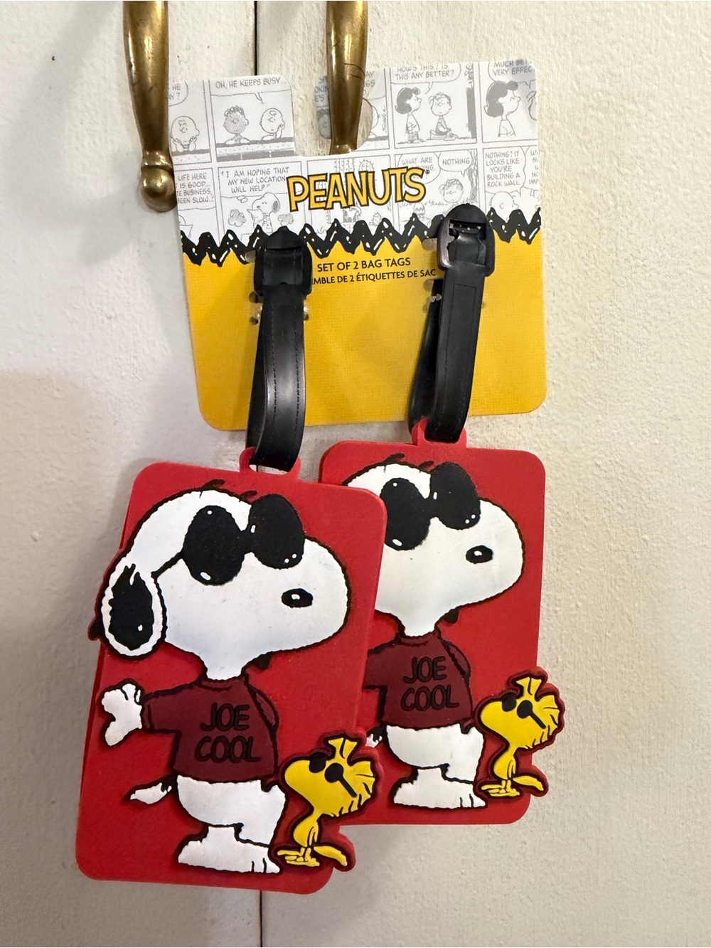 Peanuts Joe Cool Snoopy & Woodstock Red Bag Tags - Set of 2